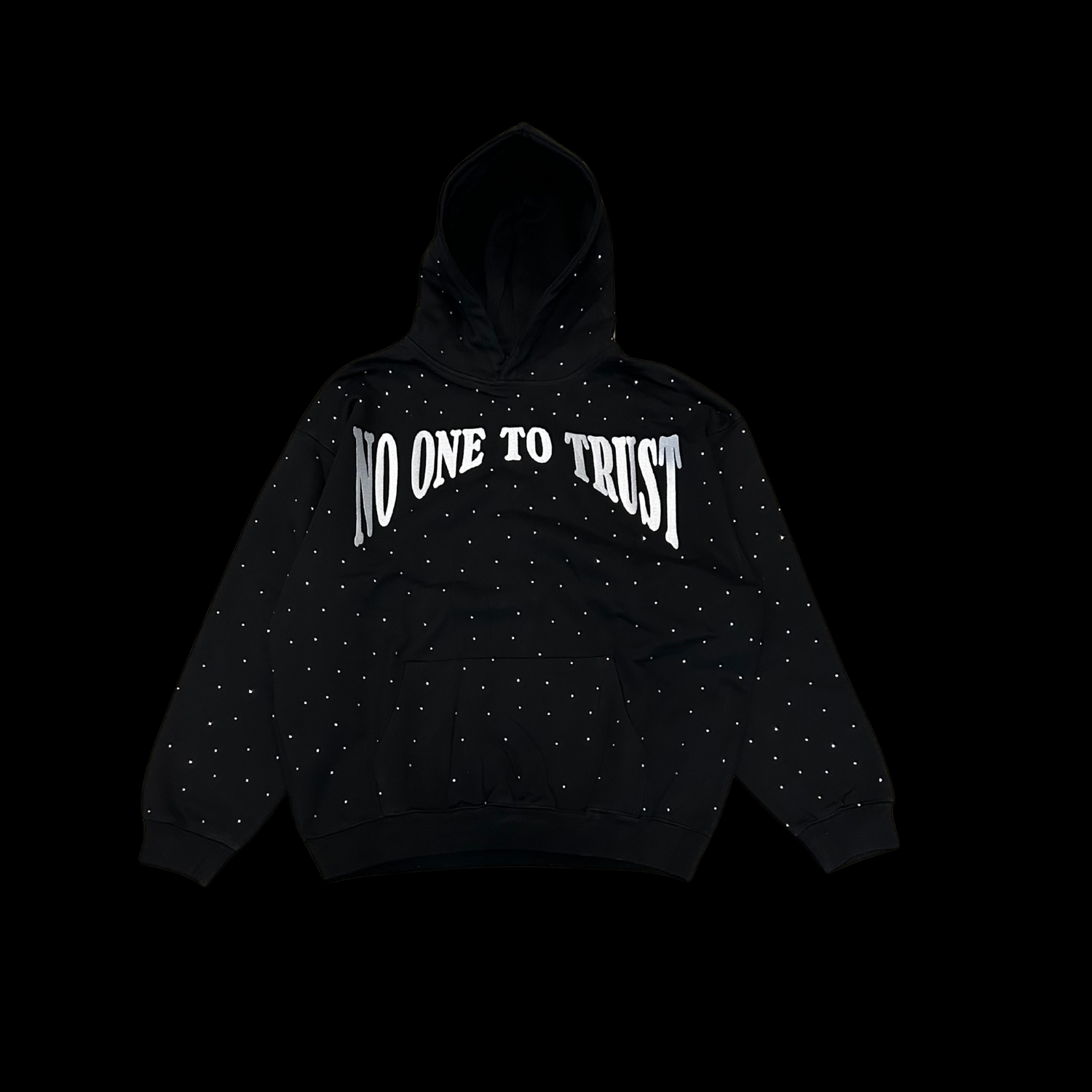 "NO ONE" Embroidered Rhinestone Hoodie