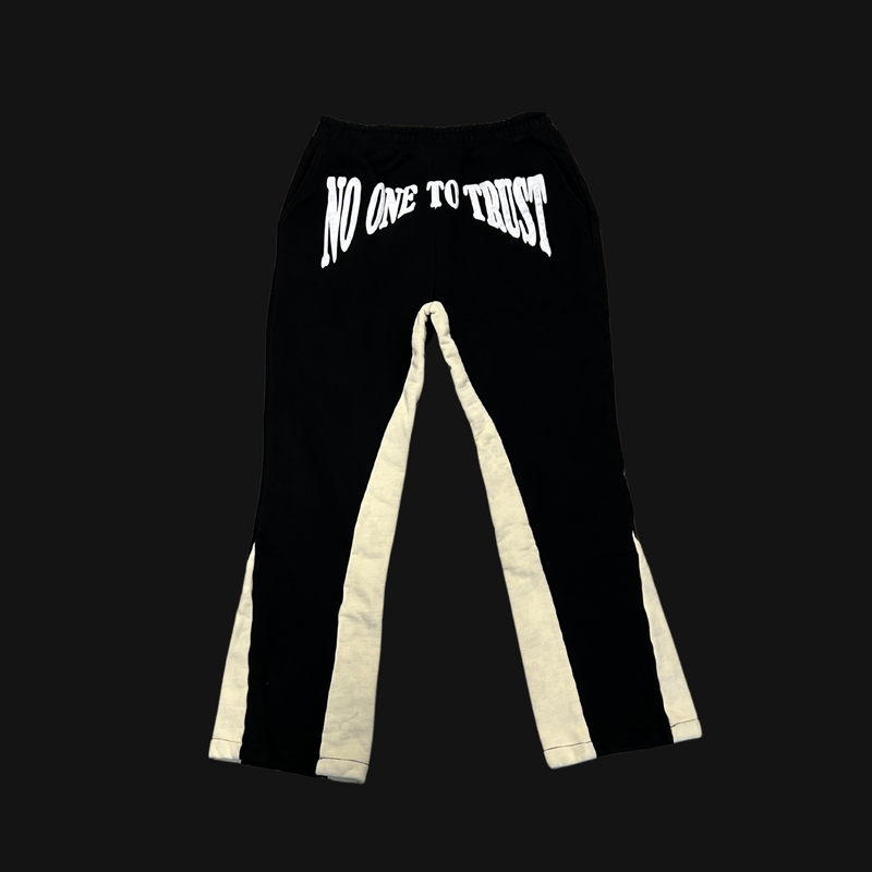 "NO ONE" Two Tone Flared Sweats