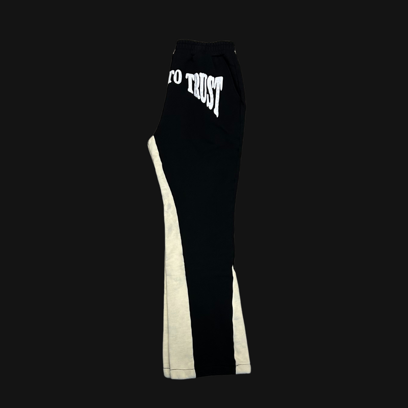 "NO ONE" Two Tone Flared Sweats